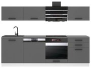 Kuchynská linka Belini Premium Full Version 240 cm šedý mat  s pracovnou doskou  LINDA