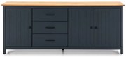 Tmavomodrá nízka komoda z borovicového dreva 190x80 cm Miranda – Marckeric