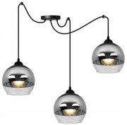 Závesné svietidlo Bergen Spider, 3x chrómové/transparentné sklenené tienidlo (fi 15cm)