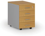 Kancelársky mobilný kontajner PRIMO GRAY, 4 zásuvky, sivá/buk