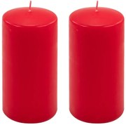 Sada stĺpových sviečok, 15 cm, Ø 7,5 cm, červená, 2 ks