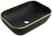 Mexen Rita, umývadlo na dosku 45x32x14 cm, čierna matná-zlatý okraj, 21084575