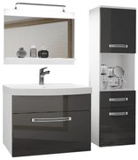 Kúpeľňový nábytok Belini Premium Full Version šedý lesk + umývadlo + zrkadlo + LED osvetlenie Glamour 45  GLA P 3/0/W/S/0/MB/PP