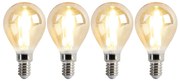 Sada 4 stmievateľných LED žiaroviek E14 P45 zlatá 3,5W 330lm 2100K