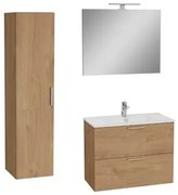 Vitra Mia kúpeľňová zostava s umývadlom 80 cm vrátane umývadlovej batérie, vtoku a sifónu golden oak KSETMIA80D