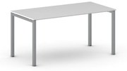 Stôl PRIMO SQUARE so sivostriebornou podnožou 1600 x 800 x 750 mm, biela