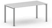 Stôl PRIMO SQUARE so sivostriebornou podnožou 1600 x 800 x 750 mm, biela