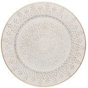 Bielo-zlatý okrúhly servírovací podnos/tanier Ornament - Ø 33*1 cm