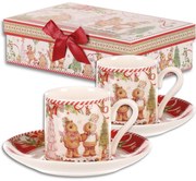Darčeková súprava 2 vianočných šálok s podšálkami Perníčky 70 ml
