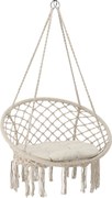GARDEN LINE Závesné kreslo – Bocianie hniezdo s vankúšom 80 × 60 × 120 cm – béžové