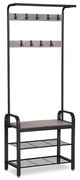 Stojan na kabáty s botníkom, 183x77x33,7cm, čierno-sivý