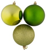 DECOLED Plastové guľôčky, 8 cm, jablkovo zelené, 8x matné, 8x trblietavé, 8x lesklé