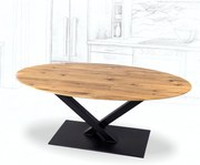 Wooded Jídelní stůl London ROUNDED z masivu DUB Velikost stolu: 190 x 90 cm, Barva kovu: Černá