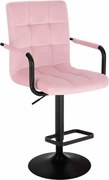 LuxuryForm DESIGN Barová stolička VERONA BLACK VELUR na čiernom tanieri - ružová