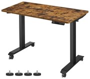Výškovo nastaviteľný písací stôl, elektrický, 71-117x140x70cm, vintage hnedo-čierny
