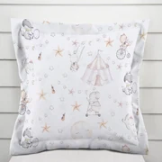 Biante Detská bavlnená obliečka na vankúš s lemom Sandra SA-371 Ružový cirkus so zvieratkami 30 x 50 cm