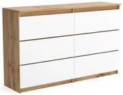 Veľká komoda 6 zásuviek ARIE šírka 120cm Wotan Dub/Biela