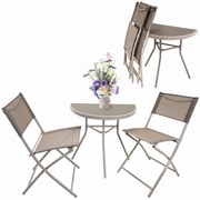Dekorstudio Balkónový skladací set na malý balkón 2x stolička a stôl - béžový