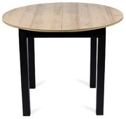 JAKS Okrúhly rozkladací stôl Harry 102 až 142 cm dub Riviera čierne nohy