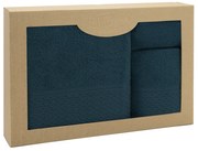 BAVLNENÉ UTERÁKY SOLANO SADA 1 KS 30X50 CM, 1 KS 50X90 CM, 1 KS 70X140 CM TMAVOMODRÁ