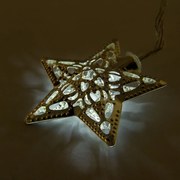 DECOLED LED světelný řetěz na baterie, kovové hvězdy, ledově bílá, 10 diod, 1,3 m