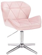 LuxuryForm DESIGN Stolička MILANO VELUR na striebornom  kríži - svetlo ružová
