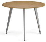 Konferenčný stôl PRIMO VIBE, priemer 100 cm, sivostrieborná podnož, buk