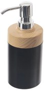 Goodhome Dávkovač na mydlo / saponát, čierny plast s bambusom TUKAN