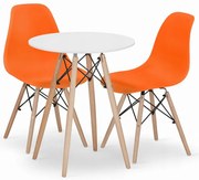 Jedálenský stôl TODI biely 60 cm s dvoma stoličkami OSAKA oranžové