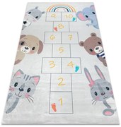 Detský koberec protišmykový BAMBINO 43092 zvieratká, sivý / žltý