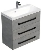 Kúpeľňová skrinka s čiernou úchytkou a umývadlom SAT Cube Way 80x76,5x40 cm betón mat CUBE2C803BE, 1 ks