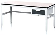 Alfa 3 Nastaviteľný dielenský stôl MECHANIC II, 1 zásuvkový box na náradie, 1600x700x745-985 mm, sivá/antracit