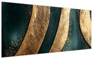 Obraz - Zelená abstrakcia so zlatom I. (120x50 cm)