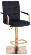 LuxuryForm DESIGN Barová stolička VERONA GOLD VELUR na zlatej hranatej podstave - čierna