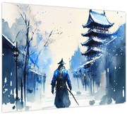 Sklenený obraz - Samuraj, aquarel (70x50 cm)