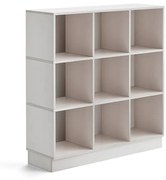 Drevená úložná skriňa RICO, so soklom, 9 priehradiek, Š 1200 mm, biela