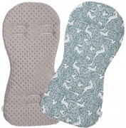 Vulpi Obojstranná podložka do kočíka Minky - Tyrkysový les