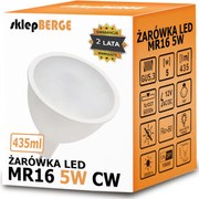 MILIO LED žiarovka 12V - MR16 - 5W - 435 lm - studená biela