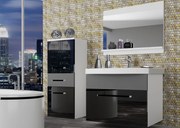 Kúpeľňový nábytok Belini čierny lesk / šedý mat + umývadlo + zrkadlo  ROD PM 2/0/W/BSR/0/ZW