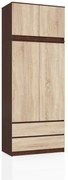 Šatníková skriňa s nadstavcom Star 90 cm wenge/dub sonoma