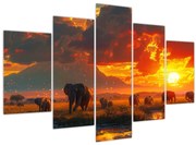 Obraz - Stádo slonov (150x105 cm)