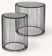 Kovové pomocné stolíky so sklenenou doskou Wire, 2 ks