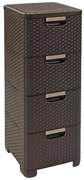 Tmavohnedá plastová vysoká kúpeľňová skrinka 33x79 cm Rattan – Curver