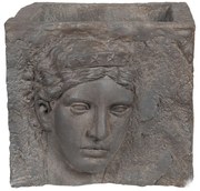 Šedý kvetináč s bustou v antickom štýle Géraud - 38*43*34 cm