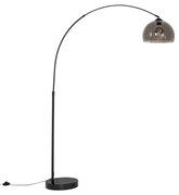 Inteligentná oblúková stojaca lampa čierna s dymovým sklom vrátane WiFi G95 - Arc