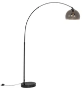 Inteligentná oblúková stojaca lampa čierna s dymovým sklom vrátane WiFi G95 - Arc