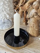 Čierno - zlatý antik kovový svietnik Marrakech black - Ø 10*2,5 cm