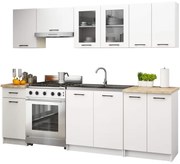 Kuchynská linka OLIVIA 2.4 m s vitrínou biela
