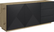 Dvojdverová komoda Asha 167 cm so zásuvkami - artisan / čierny mat