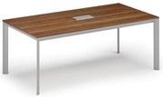 Rokovací stôl PRIMO INVITATION, 240x120 cm, orech + stolná zásuvka TYP III, strieborná